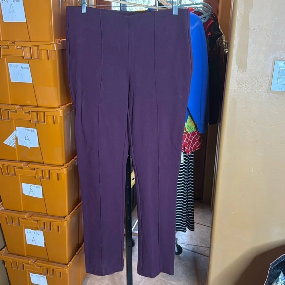 Chico’s So Slimming City Chic Pants Size 10 Tall 1.5T Purple Straight Leg - Picture 2 of 6